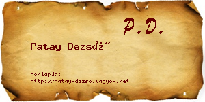 Patay Dezső névjegykártya
